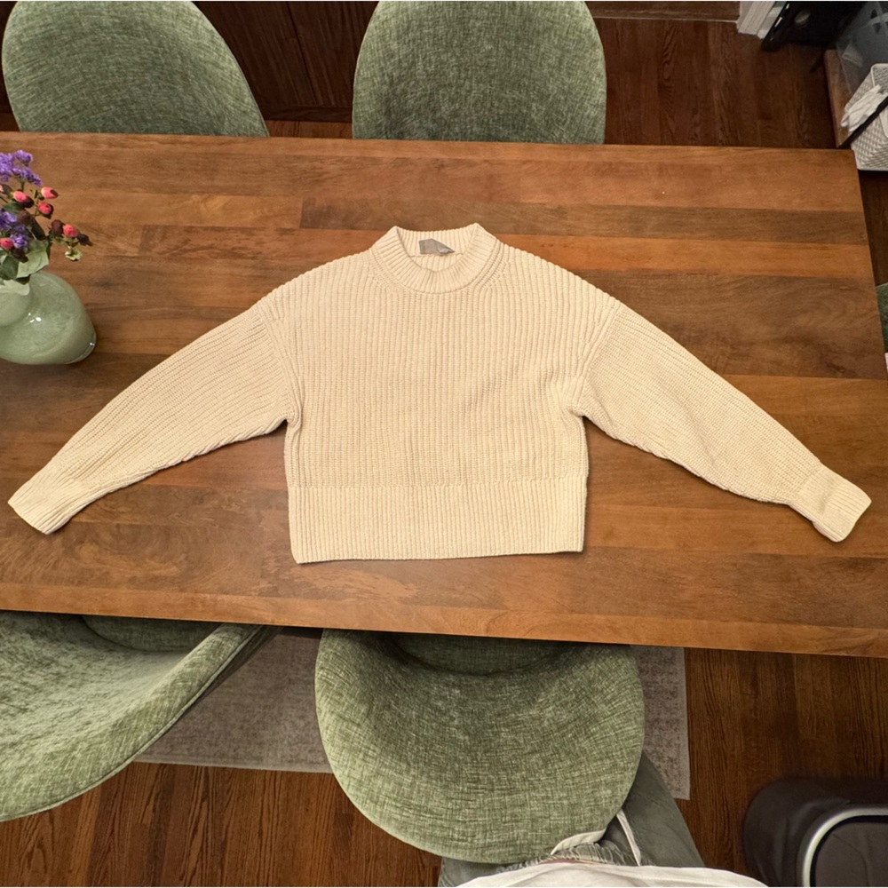 Everlane Cream Women's Cotton Crewneck Sweater